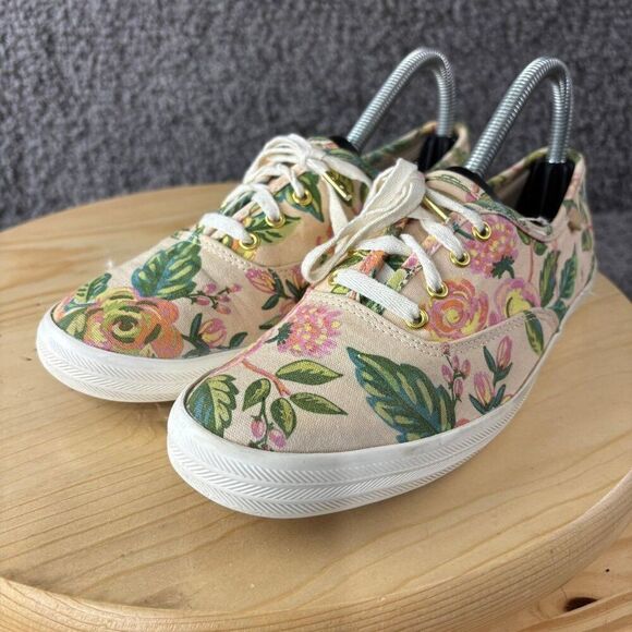 Keds Rifle Paper Co Sneakers Womens 6.5 Canvas Floral Lace Up Comfort Shoes - Picture 2 of 9